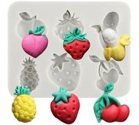 MINFEIDMS Moule à fondant en forme de fruits, fraise, ananas, banane, cerise, moule en silicone pour décoration de gâteaux, bonbons, chocolat, pâte à sucre, argile polymère