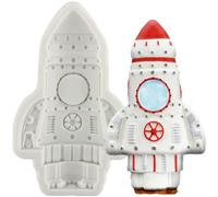 MINFEIDMS Moule En Silicone De Fusée Spatiale Moule À Fondant De Vaisseau Spatial Pour La Décoration De Gâteaux Sur Le Thème De L'espace Cupcake Topper Bonbons Chocolat Pâte De Gomme Argile Polymère