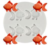 MINFEIDMS Moule en silicone en forme de petit poisson rouge pour fondant, chocolat, décoration de gâteau, pâte à sucre, pâte à sucre, argile polymère