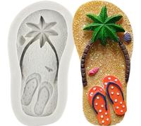 MINFEIDMS Moule en silicone motif chaussons de plage étoile de mer fondant pour fête à thème hawaïen, décoration de gâteau, décoration de cupcakes, bonbons, chocolat, pâte à sucre, argile polymère