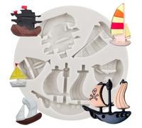 MINFEIDMS Moule en silicone pour décoration de gâteau en forme de bateau à voile pour décoration de cupcakes, bonbons, chocolat, pâte à sucre, argile polymère