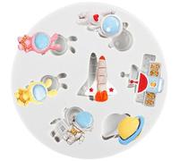 MINFEIDMS Moules À Fondant Astronaute En Silicone En Forme De Fusée Pour Décoration De Gâteau Sur Le Thème De L'espace, Décoration De Cupcakes, Bonbons, Chocolat, Pâte à Gomme, Argile Polymère