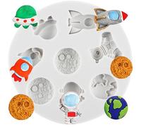 MINFEIDMS Moules À Fondant Astronaute En Silicone Pour Décoration De Gâteau Sur Le Thème De L'espace, Décoration De Cupcakes, Bonbons, Chocolat, Pâte À Gomme, Argile Polymère