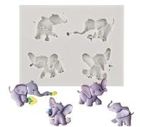 MINFEIDMS Moules à fondant en silicone avec motif éléphant pour décorer des gâteaux, des cupcakes, du chocolat, de la pâte à fleurs, des bonbons et de l'argile polymère