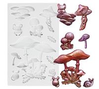 MINFEIDMS Moules en silicone 3D en forme de champignon fantaisie Alice au pays des merveilles pour décoration de gâteau, fondant, champignon, chocolat, décoration de gâteau, pâte à sucre, pâte à
