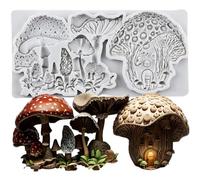 MINFEIDMS Moules en silicone avec jardin féérique enchanté style vintage maison champignon moules à fondant pour décorer les gâteaux, cupcakes, chocolats, pâte à fleurs, bonbons, argile polymère
