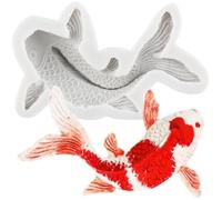 MINFEIDMS Moules en silicone en forme de poisson rouge en forme de carpes koï pour décoration de gâteaux, cupcakes, desserts, pâte à sucre, argile polymère