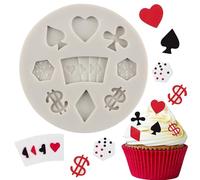MINFEIDMS Moules en silicone pour décoration de gâteaux sur le thème du casino, cartes à jouer, cœurs, diamants, bêches, clubs, fondants, chocolats, décorations de cupcakes, pâte à sucre, argile