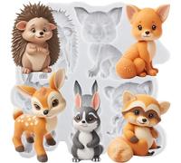 MINFEIDMS Moules en silicone pour fondant sur le thème des animaux renard, écureuil, lapin, cerf sika, moule pour décoration de gâteau, décoration de cupcakes, chocolat, bonbons, sucre, pâte à sucre