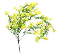 Minflora Fleurs artificielles à suspendre, 75 cm, gloire du matin et guirlande d'eucalyptus, décoration de jardin en soie pour porche, balcon, treillis, abri de jardin (jaune)