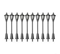 Minflora HO/OO Lot de 10 lampadaires LED en plastique pour modélisme ferroviaire, 65 à 70 mm avec fils, fonctionnement 3 V, éclairage de paysage pour tracés de train
