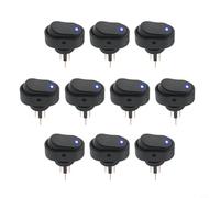 Minflora Lot de 10 interrupteurs à bascule ASW-20D 30 A 12 V 3 broches avec lumière LED, indicateur rouge vert, plastique ABS ignifuge, trou de montage de 12 mm pour voiture bateau (bleu)