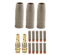 Minflora MIG Kit de buse de soudeur, 17 pièces de rechange pour torche 15AK, embouts de gaz antiadhésifs de 1,2 mm, supports d'électrode en cuivre