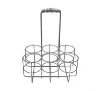 Minflora Panier à bière portable pliable en fer forgé pour 6 bouteilles avec design galvanisé élégant pour cuisine ou jardin (argenté)