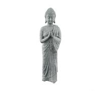 Minflora Statue de Bouddha en résine effet pierre 18 cm Décoration de jardin zen stable pour intérieur et extérieur pour pelouse, cour, pot de fleurs, aquarium, aquarium (A)