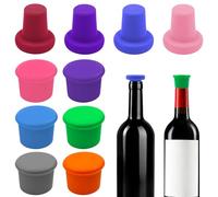 Minfuerang 10 Pièces Bouchons en Silicone pour Bouteilles, Bouchons Colorés en Silicone pour Vin, Réutilisables,sans BPA,pour Bouteilles de Vin,Bière,Jus (Multicolore)