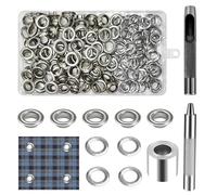 Minfuerang 120pcs Kit Oeillet Couture,Oeillets Pour Baches de 10 mm,Œillets en Cuivre Avec 3 Outils,Kit de Grommets Eyelets Outils pour Tissu et Ceintures,Toile Bâche,Chaussures,Vêtements (10MM)