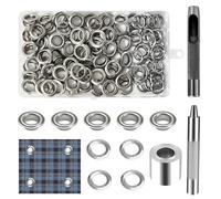 Minfuerang 120pcs Kit Oeillet Couture,Oeillets Pour Baches de 12 mm,Œillets en Cuivre Avec 3 Outils,Kit de Grommets Eyelets Outils pour Tissu et Ceintures,Toile Bâche,Chaussures,Vêtements (12MM)