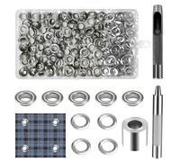 Minfuerang 120pcs Kit Oeillet Couture,Oeillets Pour Baches de 8 mm,Œillets en Cuivre Avec 3 Outils,Kit de Grommets Eyelets Outils pour Tissu et Ceintures,Toile Bâche,Chaussures,Vêtements (8MM)