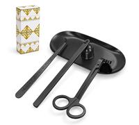 Minfuerang 4 en 1 Tondeuse de Mèche de Bougie Set,Accessoires de Bougie | Éteignoir à Bougie,Coupe-Mèche de Bougie,Crochet Plongeur à Mèche,Plateau de Rangement pour les Amateurs de Bougies
