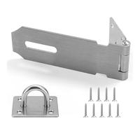 Minfuerang 4 Pouces Cadenas Fermoir,Loquet de Agrafe avec Verrouillage et 9 Vis, Moraillon à Verrouillage à Clous,Verrou pour Cadenas pour Porte, Armoires,Jardin (Argent)