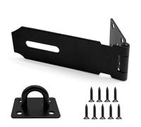 Minfuerang 4 Pouces Cadenas Fermoir,Loquet de Agrafe avec Verrouillage et 9 Vis, Moraillon à Verrouillage à Clous,Verrou pour Cadenas pour Porte, Armoires,Jardin (Noir)