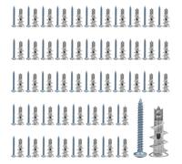 Minfuerang 50Pcs Chevilles Autoforeuse Placo avec 50Pcs Vis, Cheville Queue de Cochon, Chevilles Métal pour Plaques de Plâtre,Bois, Etc. (31 * 13)