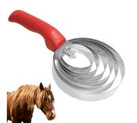 Minfuerang Étrille 6 Anneaux,Etrille à Cheval en Métal,Peigne à Curry à Ressort pour Éliminer les Poils Morts, la Crasse de Pelage et Toiletter (Rouge)