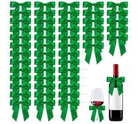 Minfuerang Lot de 50 Noeuds Décoratifs Faits à la Main,9x9cm,Noeud de Ruban de Noël,Nœuds Décoratifs avec Fil Fin pour Mariage,Anniversaire, Fête,Noël,Emballage Cadeau (Vert)