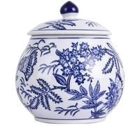 Ming And Qing Pot à gingembre en porcelaine bleue et blanche de style dynastie - Bocal décoratif peint à la main en céramique pour décoration d'intérieur, thé ou collations (bocal Zye)