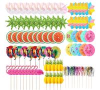 MINGBOLIN Lot de 100 décorations de cocktail réutilisables - Parapluies de cocktail - Bâtons d'artifice - Pailles - Décoration de cocktail pour fête d'été, fête de mariage, bar, boissons, gâteaux