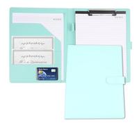 MINGBOLIN Porte-documents A4 en similicuir - Conférencier avec clip et fermeture magnétique, porte-bloc, organiseur bureau pour réunions, dossiers et notes (Bleu clair)