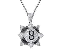 MINGDIAN Bijoux Hip Hop Noir 8 Meteor Hammer Pendentif Plein de Zircon Hiphop Collier De Personnalité À La Mode Accessoires pour Hommes