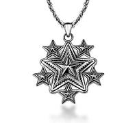 MINGDIAN Collier Pendentif en Acier Titane pour Hommes et Femmes Pendentif Pendentif personnalité rétro étoile