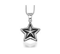 MINGDIAN Pendentif Collier étoile à Cinq Branches en détresse Bijoux Pendentif en Acier Titane pour Hommes et Femmes