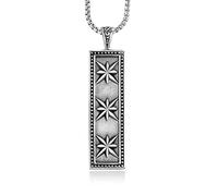 MINGDIAN Rétro Carré Huit Branches Étoile Porcelaine Fleur Pendentif Accessoires Personnalité Mâle Hip Hop Pendentif