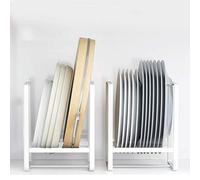 MINGFANITY Lot de 2 supports d'assiettes en métal pour armoire, comptoir et placard - Blanc