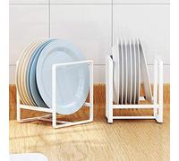MINGFANITY Lot de 2 Supports d'assiettes en métal pour Armoire, comptoir et Placard - Blanc, Petit