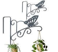 MINGFANITY Lot de 2 supports de suspension pour plantes, mangeoires à oiseaux, lumières, sans perçage, noir
