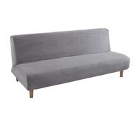 Mingfuxin Housse de Protection de canapé-lit sans accoudoirs, de futon en Velours épais Extensible de 2 à 3 Places, antidérapante, élastique et Pliable (Velours épais | Gris argenté)