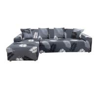 Mingfuxin Housses De Canapé d'angle en Forme De L, 2PCS Housses De Canapé Sectionnelles Extensibles Protecteurs avec 2PCS Couvre Oreillers(3 Places + 3 Places,Printed#01)