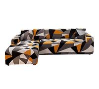 Mingfuxin Housses De Canapé d'angle en Forme De L, 2PCS Housses De Canapé Sectionnelles Extensibles Protecteurs avec 4PCS Couvre Oreillers(3 Places + 3 Places,Printed#45)