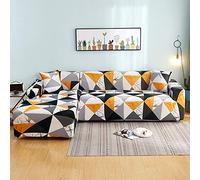 Mingfuxin Housses De Canapé d'angle en Forme De L, 2PCS Housses De Canapé Sectionnelles Extensibles Protecteurs avec 2PCS Couvre Oreillers(3 Places + 3 Places,Printed#11)
