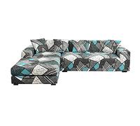Mingfuxin Housses De Canapé d'angle en Forme De L, 2PCS Housses De Canapé Sectionnelles Extensibles Protecteurs avec 4PCS Couvre Oreillers(3 Places + 3 Places,Printed#22)