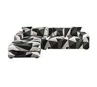 Mingfuxin Housses De Canapé d'angle en Forme De L, 2PCS Housses De Canapé Sectionnelles Extensibles Protecteurs avec 4PCS Couvre Oreillers(3 Places + 3 Places,Printed#18)