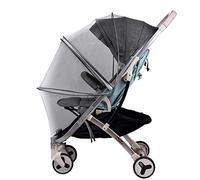 Mingfuxin Moustiquaire pour poussette de bébé, filet universel élastique avec fermeture éclair pour poussette, siège auto, berceau, couffin (gris)