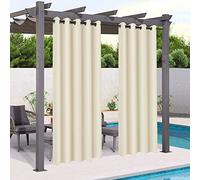 Mingfuxin Rideaux d'extérieur Imperméables, Rideau Occultant Isolant Thermiques pour Pergola, Cabanon Jardin Exterieur, Gazebo, Porche Terrasse(1 PCS / 132 X 275 CM, Beige)