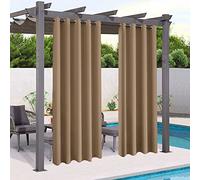 Mingfuxin Rideaux d'extérieur Imperméables, Rideau Occultant Isolant Thermiques pour Pergola, Cabanon Jardin Exterieur, Gazebo, Porche Terrasse(1 PCS / 132 X 240 CM, Marron)