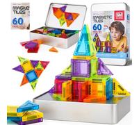 minghaoyuan Tuiles magnétiques Ensemble de 60 Blocs de Construction magnétiques, Mini-Blocs de Construction avec boîte en Fer pour Les de 3 Ans et Plus, Cadeau, Jouets STEM Montessori