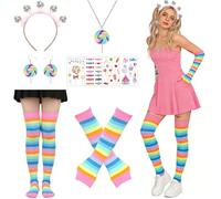 MINGJAY Costume de Bonbon pour Femmes,Superbe Coiffe Candy pour Femmes,Cuisse Chaussettes,Sucette Costume Bonbons,Bonbons Accessoires,pour Le Carnaval,Mardi Gras,SoiréE à Thème,Halloween